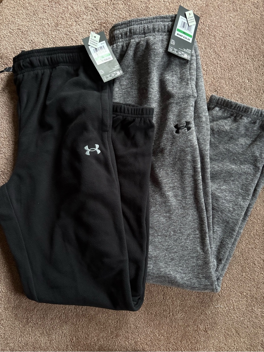 Under Armour Kids Boys set lot bundle of 2 jogger sweatpants gym size large NWT